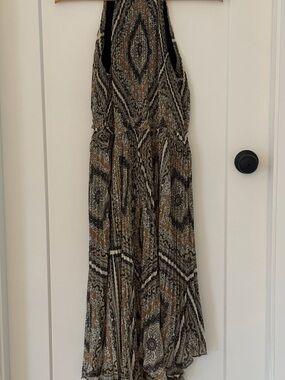 Michael Kors Printed Halter Maxi Dress in Brown and Black